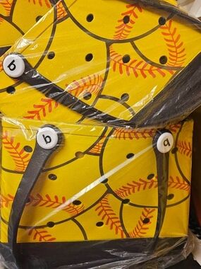 Yellow Softball Print Small BOGG LIKE BAG